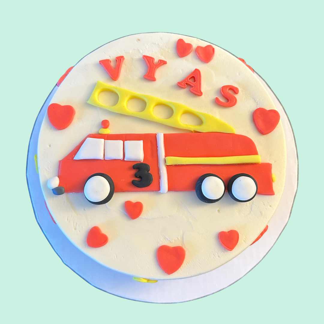 Eggless Fire Truck Cake