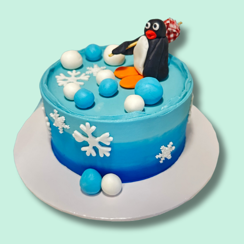Eggless Penguin Cake