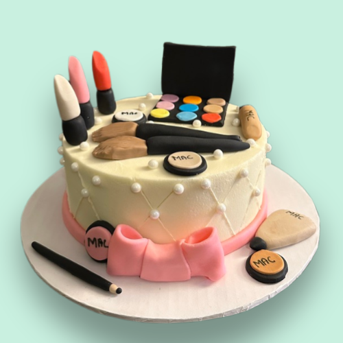 Eggless Make up theme cake
