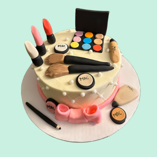 Eggless Make up theme cake