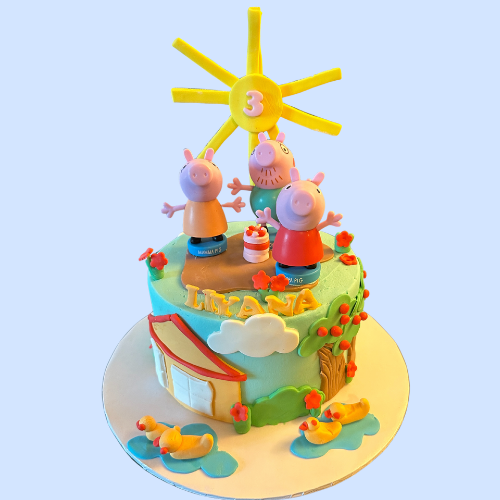 Eggless Peppa Pig Cake
