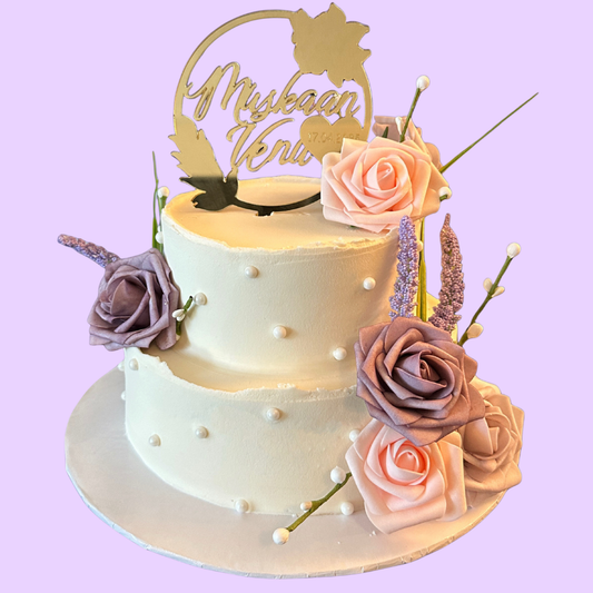 Eggless Floral Engagement Cake