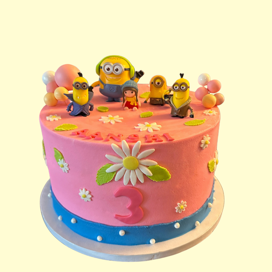 Eggless Minions Cake