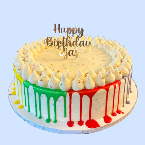 Eggless Colourful Drip Cake