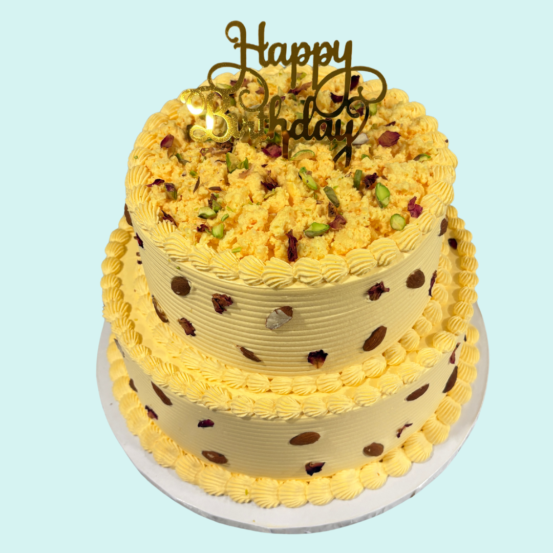 Two Tier Eggless Rasmalai Cake
