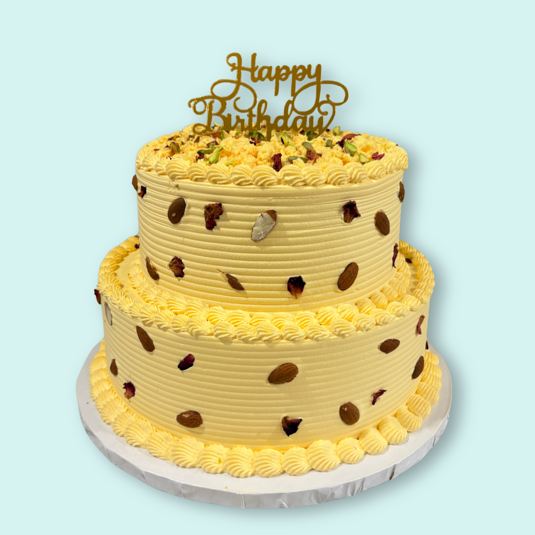 Two Tier Eggless Rasmalai Cake