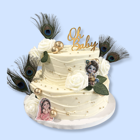 Eggless Baby Shower Radha-Krishna Theme Cake