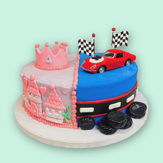 Eggless Half Car, Half Princess Cake