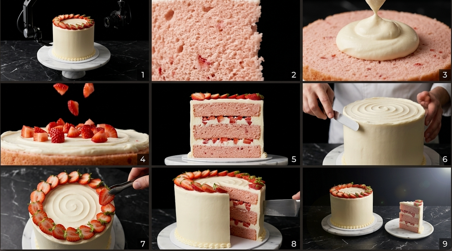 Eggless Strawberry cake