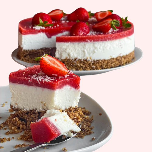 Eggless Strawberry Cheesecake